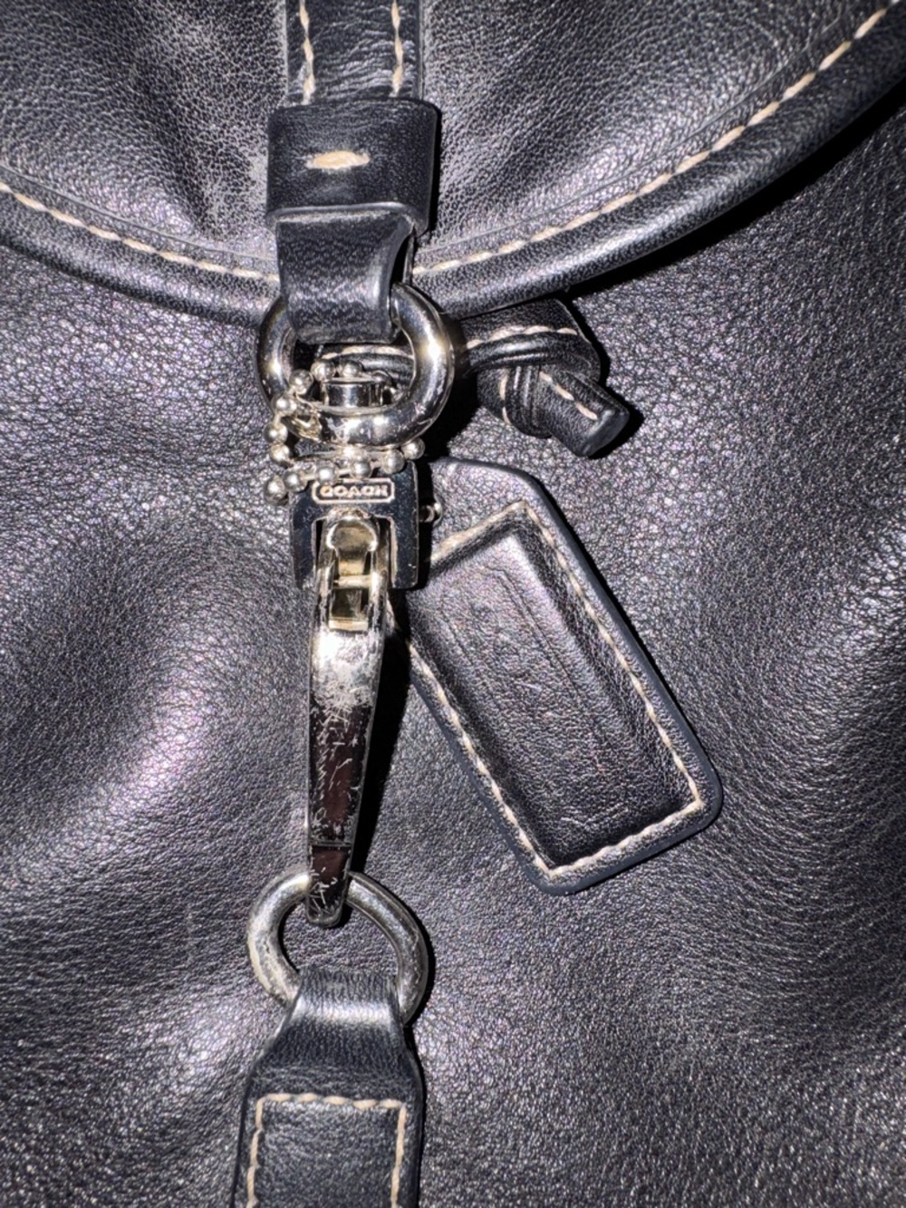 Vintage Coach Legacy 9368 Black Leather Drawstring Backpack USA Made - Picture 4 of 5